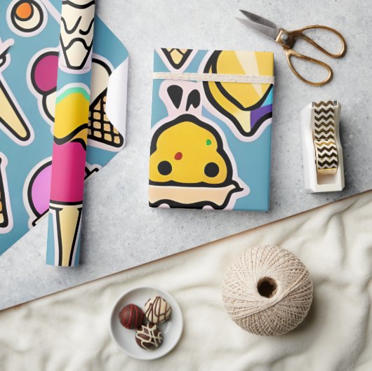 Chill Out - Lebhafter Eiscreme-Knochen Geschenkpapier (Kunsthandwerk)