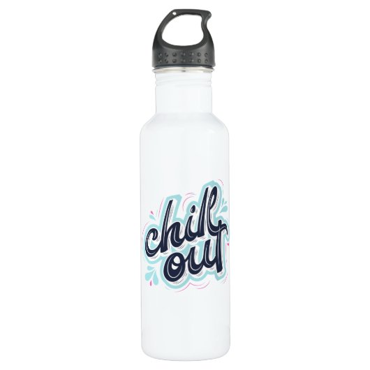 Chill out Moderne Typografie Edelstahlflasche (Vorderseite)