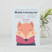 Chill Out | Niedliche Winterfox Geburtstagsparty Einladung (Stehend Vorderseite)