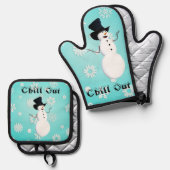 Chill Out Oven Mitt & Pot Holder Ofenhandschuh & Topflappen-Set (Vorderseite/Rückseite)