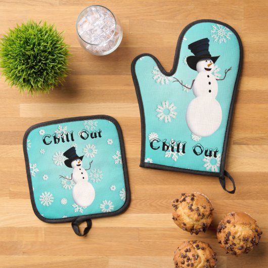 Chill Out Oven Mitt & Pot Holder Ofenhandschuh & Topflappen-Set (Oben Unten)