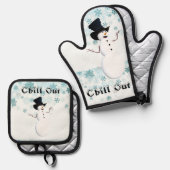 Chill Out Oven Mitt & Pot Holder Ofenhandschuh & Topflappen-Set (Vorderseite/Rückseite)