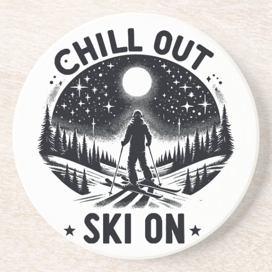 Chill out Ski on on Getränkeuntersetzer (Vorne)