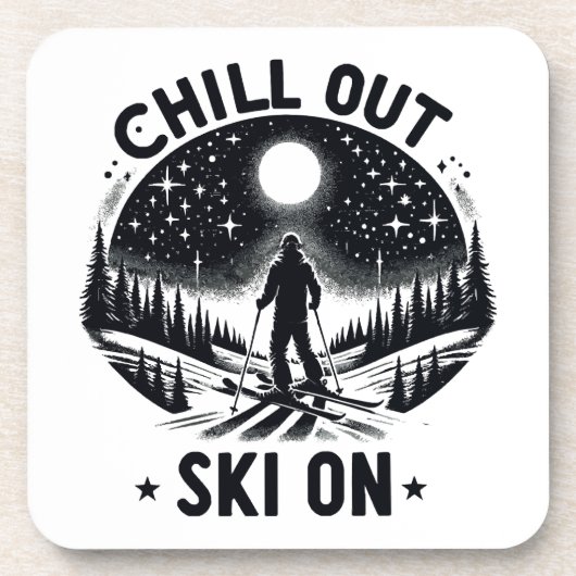 Chill out Ski on on Getränkeuntersetzer (Vorderseite)
