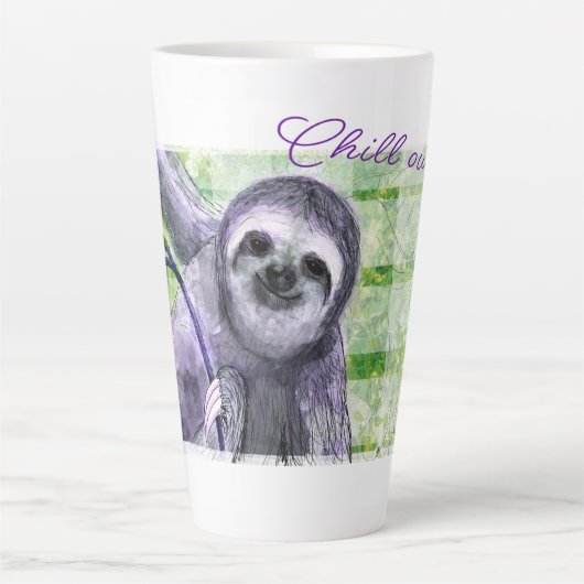 Chill Out Sloth Painting Milchtasse (Vorderseite)