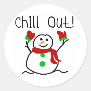Chill Out Snowman Holidays Runder Aufkleber