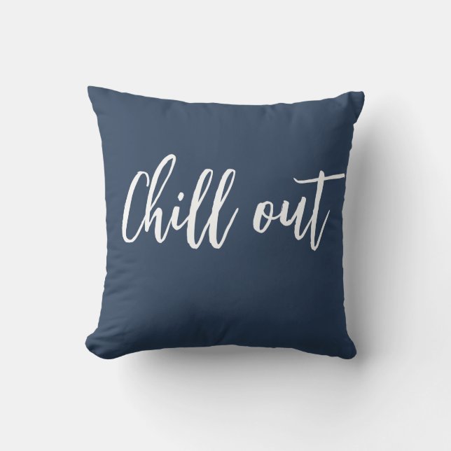 Chill Out Throw Kissen Indigoblau Weiß (Vorderseite)