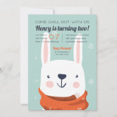 Chill Out | Winter Rabbit Birthday Party Einladung (Vorderseite)