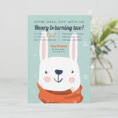 Chill Out | Winter Rabbit Birthday Party Einladung (Stehend Vorderseite)
