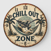 Chill Out Zone Funny Koala Große Wanduhr (Vorderseite)