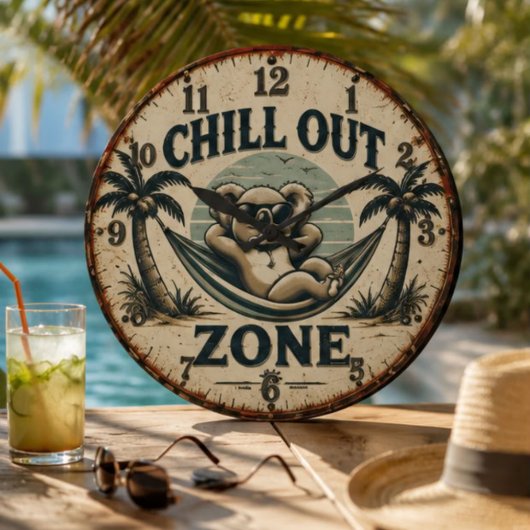 Chill Out Zone Funny Koala Große Wanduhr