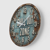 Chill Out Zone Rustic Industrial Große Wanduhr (Winkel)