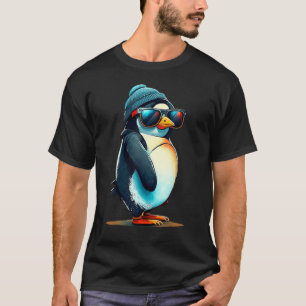 Chill Penguin Vibes mit Coolen Schatten und Beanie T-Shirt