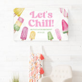 Chill Pink Retro Popsicle Birthday Party Banner (Insitu)