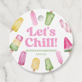 Chill Pink Retro Popsicle Birthday Party Geschenkanhänger (Rückseite)