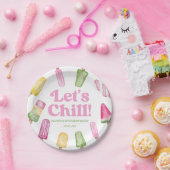 Chill Pink Retro Popsicle Birthday Party Pappteller (Party)
