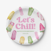 Chill Pink Retro Popsicle Birthday Party Pappteller (Vorderseite)