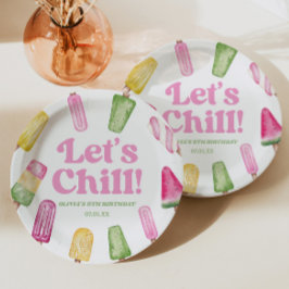 Chill Pink Retro Popsicle Birthday Party Pappteller