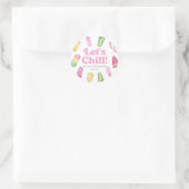 Chill Pink Retro Popsicle Birthday Party Runder Aufkleber (Tasche)