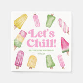 Chill Pink Retro Popsicle Birthday Party Serviette (Vorderseite)