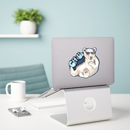 Chill Polar Bear Aufkleber (Laptop auf Schreibtisch)