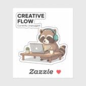 Chill Raccoon Coding Sticker Creative Flow Laptop (Blatt)