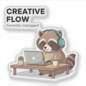 Chill Raccoon Coding Sticker Creative Flow Laptop (Vorderseite)