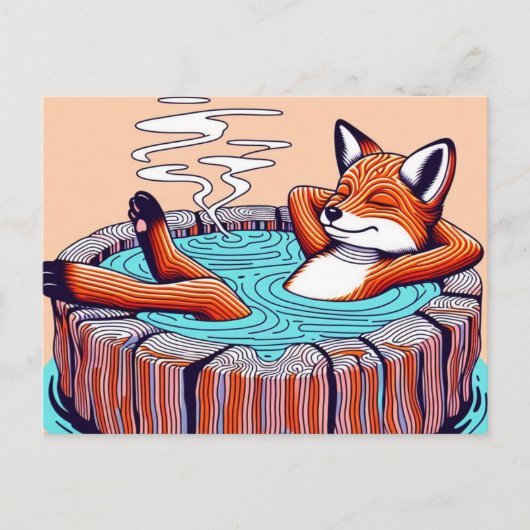 Chill Red Fox in a Hot Tub Postkarte (Vorderseite)