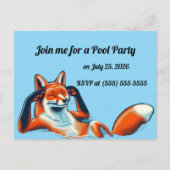 Chill Red Fox in a Pool Party RSVP Postkarte (Vorderseite)