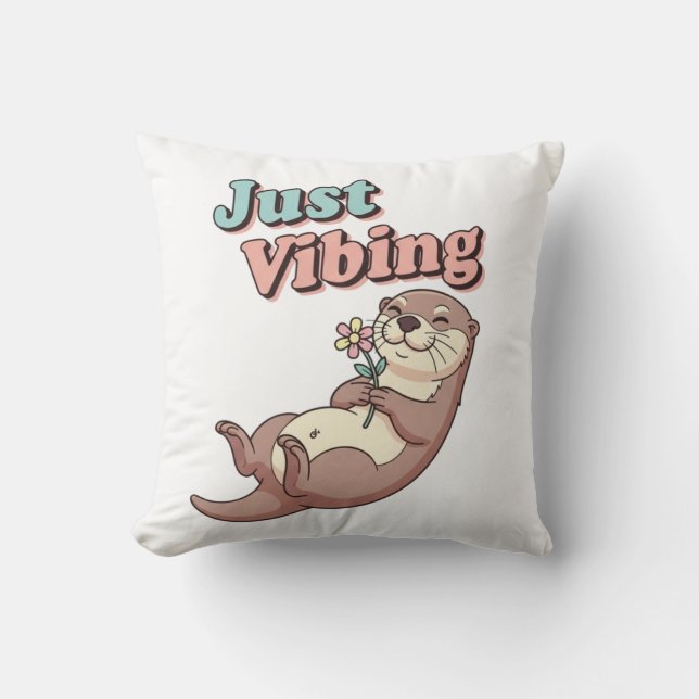 Chill Retro Otter Square Comfort Pillow Kissen (Vorderseite)