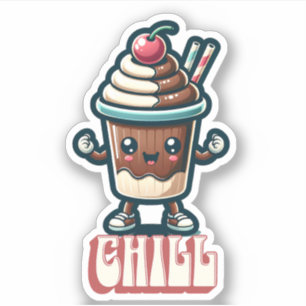 Chill Schokoladen-Milchshake-Wortspiel  Aufkleber