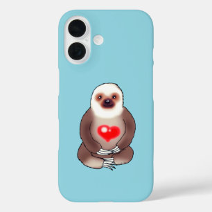 Chill Sloth mit leuchtendem Herzen iPhone 16 Hülle