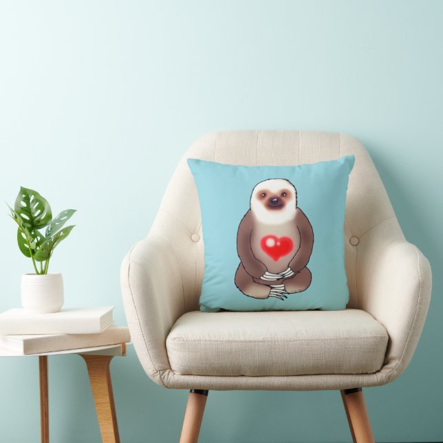 Chill Sloth mit leuchtendem Herzen Kissen (Stuhl )