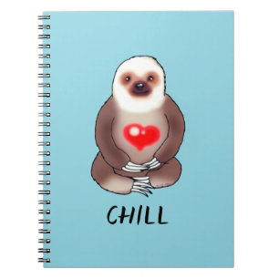Chill Sloth mit leuchtendem Herzen Notizblock