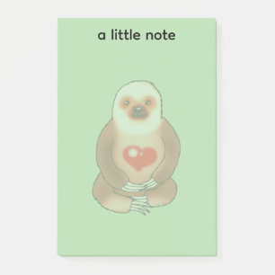 Chill Sloth mit leuchtendem Herzen Post-it Klebezettel