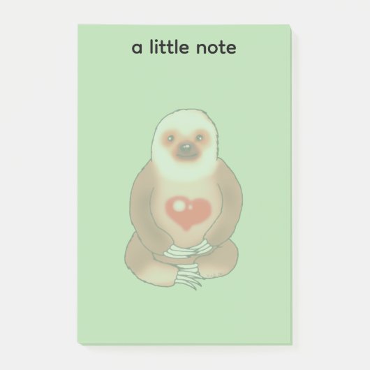 Chill Sloth mit leuchtendem Herzen Post-it Klebezettel (Vorderseite)