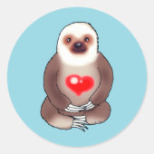 Chill Sloth mit leuchtendem Herzen Runder Aufkleber (Vorderseite)