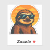 Chill Sloth mit Sonnenbrille - Retro Sunset Vibes  Aufkleber (Blatt)