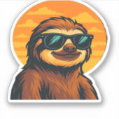 Chill Sloth mit Sonnenbrille - Retro Sunset Vibes  Aufkleber (Vorderseite)