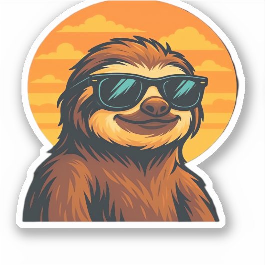 Chill Sloth mit Sonnenbrille - Retro Sunset Vibes  Aufkleber (Vorderseite)