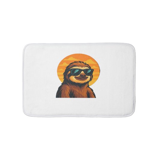 Chill Sloth mit Sonnenbrille - Retro Sunset Vibes  Badematte (Vorderseite)
