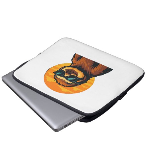 Chill Sloth mit Sonnenbrille - Retro Sunset Vibes Laptopschutzhülle (Vorne Knopf)