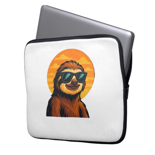 Chill Sloth mit Sonnenbrille - Retro Sunset Vibes  Laptopschutzhülle (Vorderseite Links)