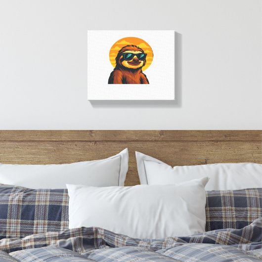 Chill Sloth mit Sonnenbrille - Retro Sunset Vibes  Leinwanddruck (Insitu (Schlafzimmer))