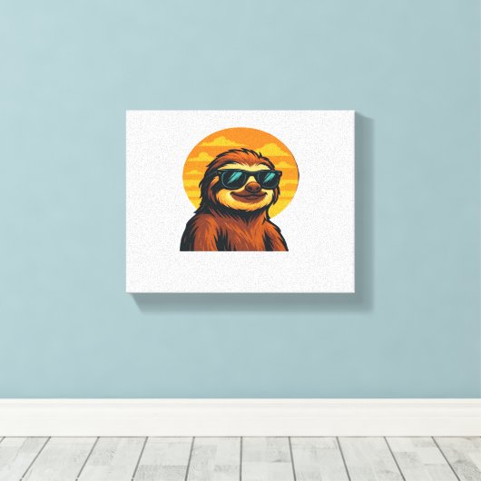 Chill Sloth mit Sonnenbrille - Retro Sunset Vibes Leinwanddruck (Insitu (Holzboden))