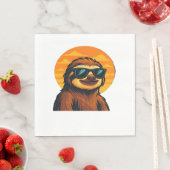 Chill Sloth mit Sonnenbrille - Retro Sunset Vibes Serviette (Beispiel)