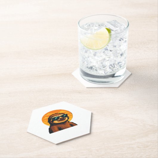 Chill Sloth mit Sonnenbrille - Retro Sunset Vibes Untersetzer (Vor Ort)