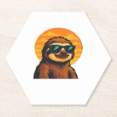 Chill Sloth mit Sonnenbrille - Retro Sunset Vibes  Untersetzer (Vorderseite)