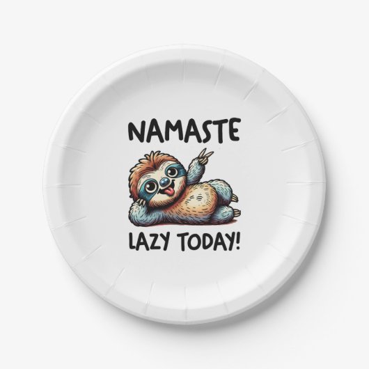 Chill Sloth Namaste Lazy Vibes Pappteller (Vorderseite)