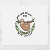 Chill Sloth, USA Animal Schaumweinetikett (Einzelnes Label)